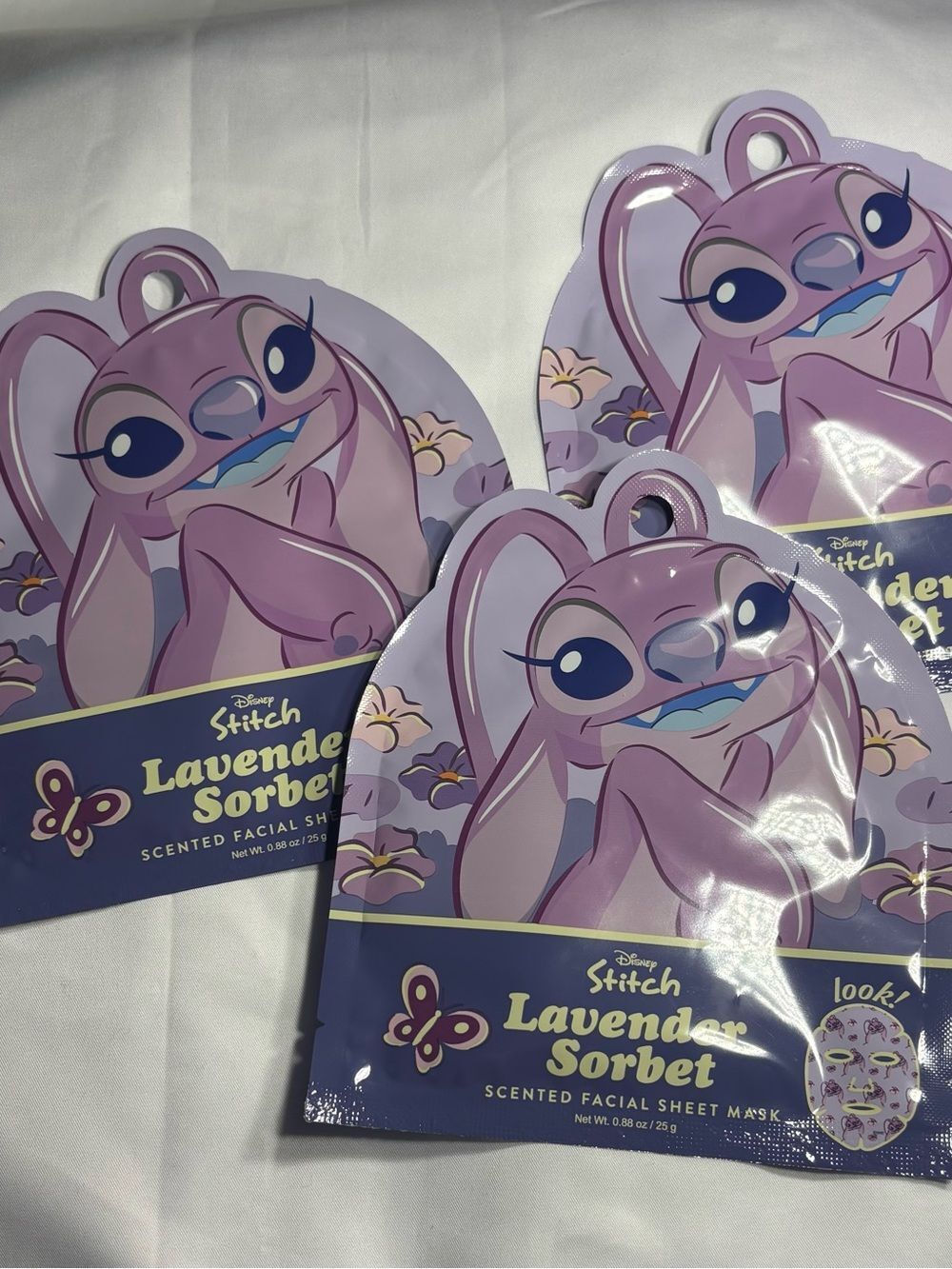 3 New Disney Stitch Lavender Sorbet Scented Facial Sheet Mask